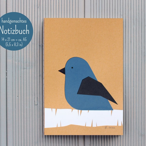 Notebook "Blue Bird" - Handmade, A5. Artist: Sara Sameith - feenara.