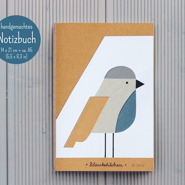 Notebook "Bluethroat" - Handmade, A5. Artist: Sara Sameith - feenara.