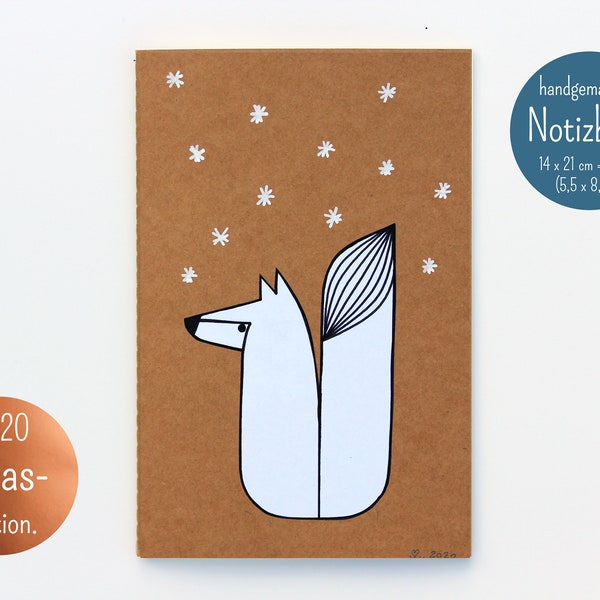 Notebook "Snow Fox / Snow Fox" - Handmade, A5. Artist: Sara Sameith - feenara.