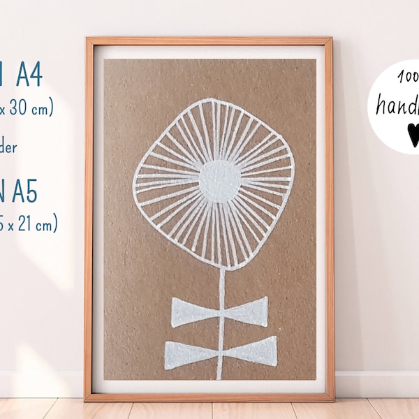 Original artwork. "Dandelion/Dandelion - 2" - 2021. Handmade drawing/paper/mix. Artist: Sara Sameith.