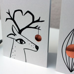 Set of 2 folding cards Reindeer/Christmas/Christmas handmade, A6. Artist: Sara Sameith Feenara. incl. 2x envelopes image 3