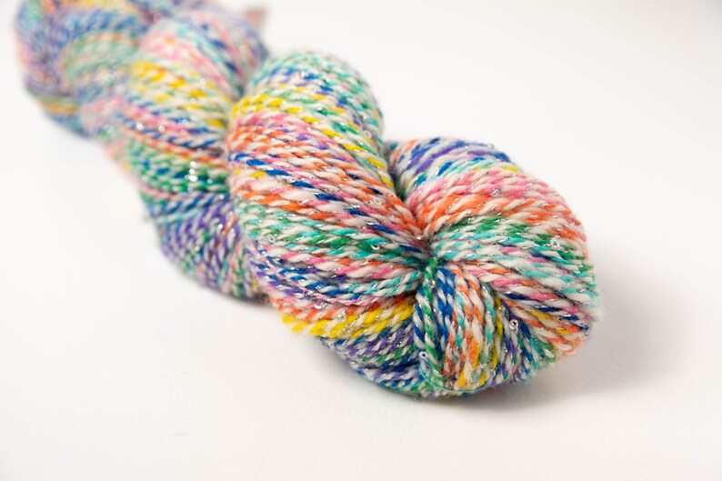 Rainbow Yarn 2 ply yarn Hand Dyed Hand Spun