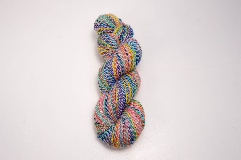 Rainbow Yarn 2 ply yarn Hand Dyed Hand Spun
