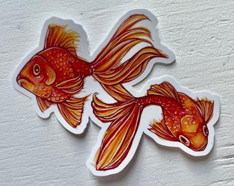 Goldfish -  Watercolor Artwork Vinyl Fish Water Stickers
