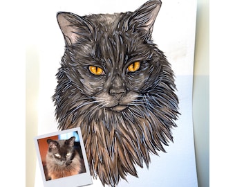 Hand Painted Pet Portrait - Watercolor and Custom Painting