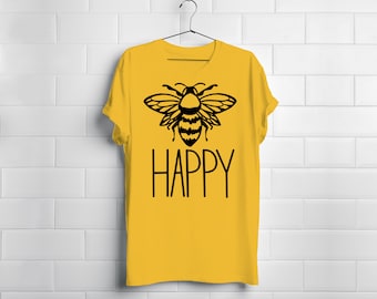 Bee Happy -  T-Shirt - Visco, Mom, Hippy, Boho