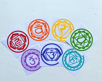 Chakra Decal - Set of 7 - Geometric - Weatherproof - Waterproof Vinyl - Car Window - Water Bottle - Cup - Tumbler - Laptop - Phone - Mirror