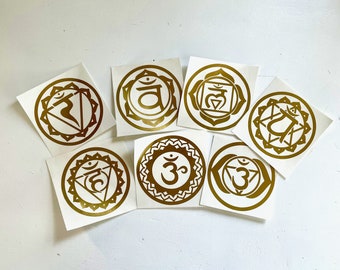 Chakra Decal - Set of 7 - Geometric - Weatherproof - Waterproof Vinyl - Car Window - Water Bottle - Cup - Tumbler - Laptop - Phone - Mirror