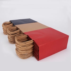 Logo del sacchetto del pranzo in carta kraft, sacchetto di merchandising con manici, sacchetti di carta regalo marrone personalizzati, 100pcs