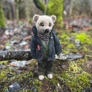 Charming Needle Felted Bear - Dressed Animal Collectable