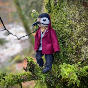 Charming Needle Felted Woodpecker - Dressed Animal Collectable