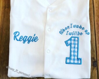 Personalized Embroidered First Birthday Sleepsuit: Applique Keepsake