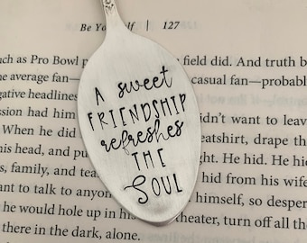 Hand Stamped Spoon Bookmark: Friendship Gift for Book Lover