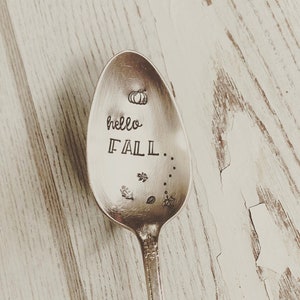 Hello Fall Stamped Spoon-Handmade-Coffee Spoon-Friend Gift-Coffee Gift-Tea Spoon-Fall-All Things Fall-Autumn-Hello Fall-Pumpkin-Seasonal