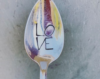 LOVE - Stamped Spoon - Handmade - Coffee Spoon - Bridal Shower Gift - Wedding Gift - Coffee Gift - Sexy Stirrer -NC Made - LOVE