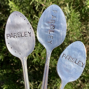 Herb Markers Garden Markers Herb Garden Healthy Lifestyle For the Garden Hand Stamped Spoon Markers Plant Lover Spring Garden image 6