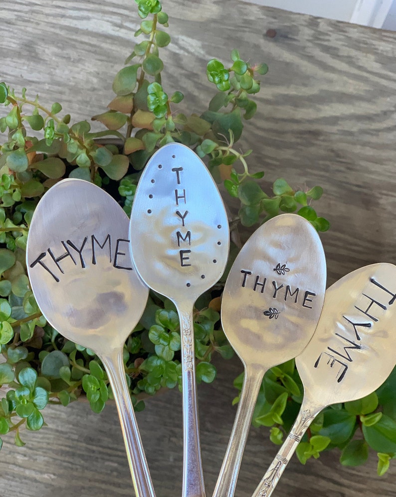 Herb Markers Garden Markers Herb Garden Healthy Lifestyle For the Garden Hand Stamped Spoon Markers Plant Lover Spring Garden image 3