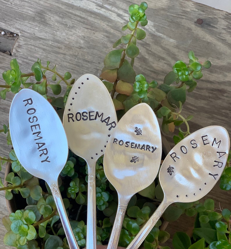 Herb Markers Garden Markers Herb Garden Healthy Lifestyle For the Garden Hand Stamped Spoon Markers Plant Lover Spring Garden image 7