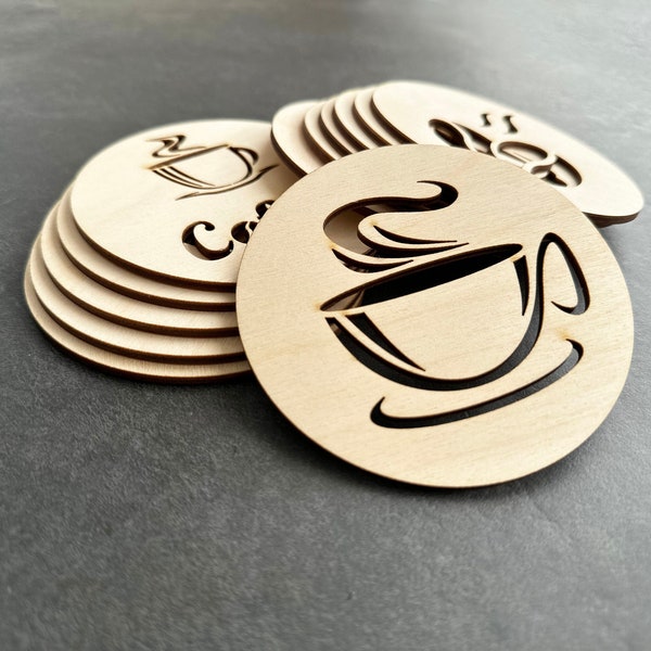 Coffee Coasters, Set of 12, Laser Cutting Files, SVG, DXF, Tea Coaster