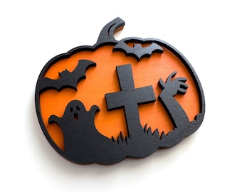 Dynia Halloween SVG, plik do cięcia laserowego, dekoracja Halloween SVG, DXF, plik do cięcia laserowego Glowforge