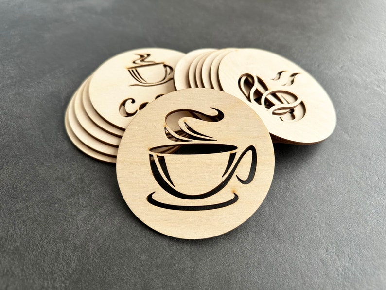 Coffee Coasters, Set of 12, Laser Cutting Files, SVG, DXF, Tea Coaster image 3