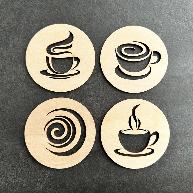 Coffee Coasters, Set of 12, Laser Cutting Files, SVG, DXF, Tea Coaster image 7