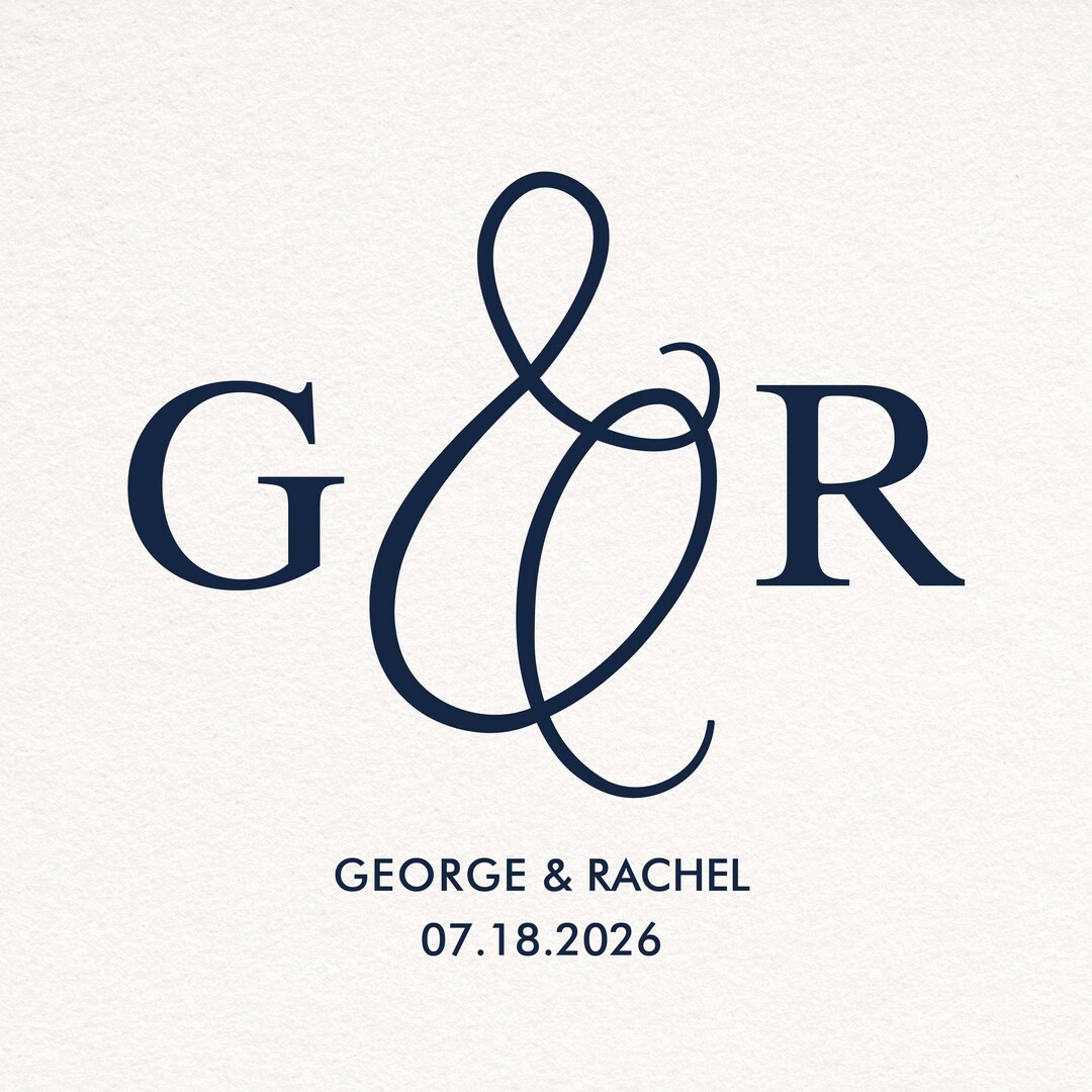 Custom Wedding Monogram Logo, Minimalist Initial Logo, Personalized ...