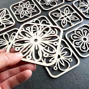 Flower Coasters, Set of 12, Laser Cutting Files, SVG, DXF, Tea Coaster