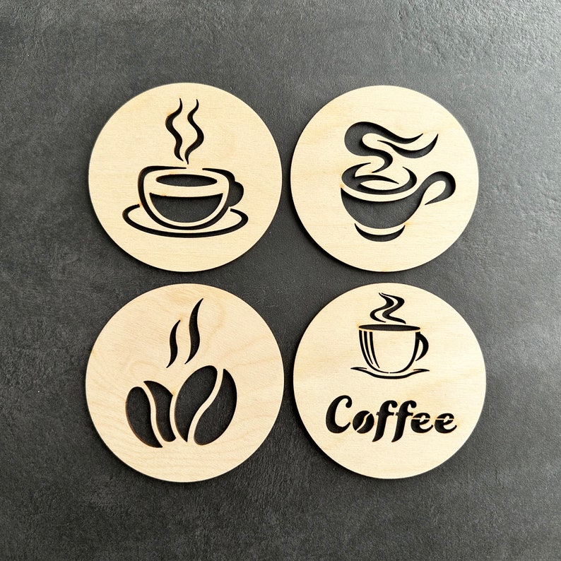 Coffee Coasters, Set of 12, Laser Cutting Files, SVG, DXF, Tea Coaster image 5