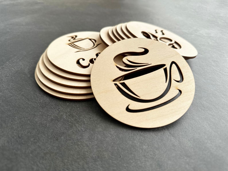 Coffee Coasters, Set of 12, Laser Cutting Files, SVG, DXF, Tea Coaster image 1