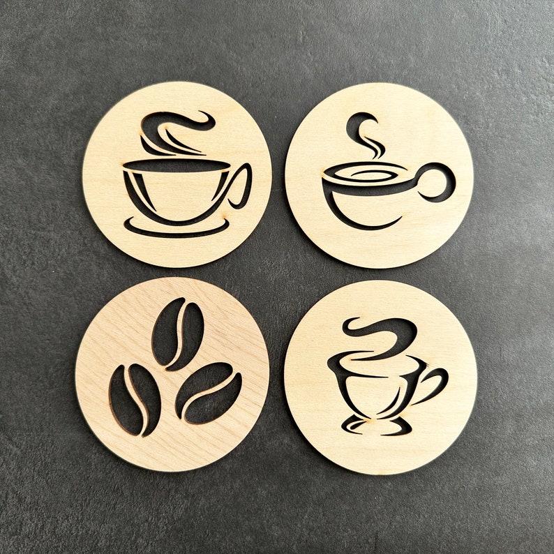 Coffee Coasters, Set of 12, Laser Cutting Files, SVG, DXF, Tea Coaster image 6