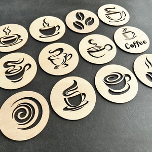 Coffee Coasters, Set of 12, Laser Cutting Files, SVG, DXF, Tea Coaster image 4