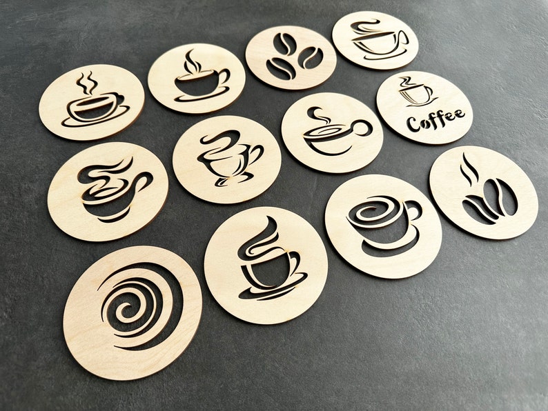 Coffee Coasters, Set of 12, Laser Cutting Files, SVG, DXF, Tea Coaster image 4