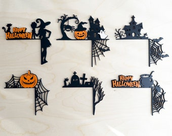 Halloween Door Corner Bundle SVG + Mirror version, Laser Cutting Files, Halloween Door Trim SVG, DXF, Glowforge Laser Cut File