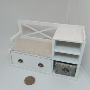 Entry cabinet with padded seat, 1:12 scale