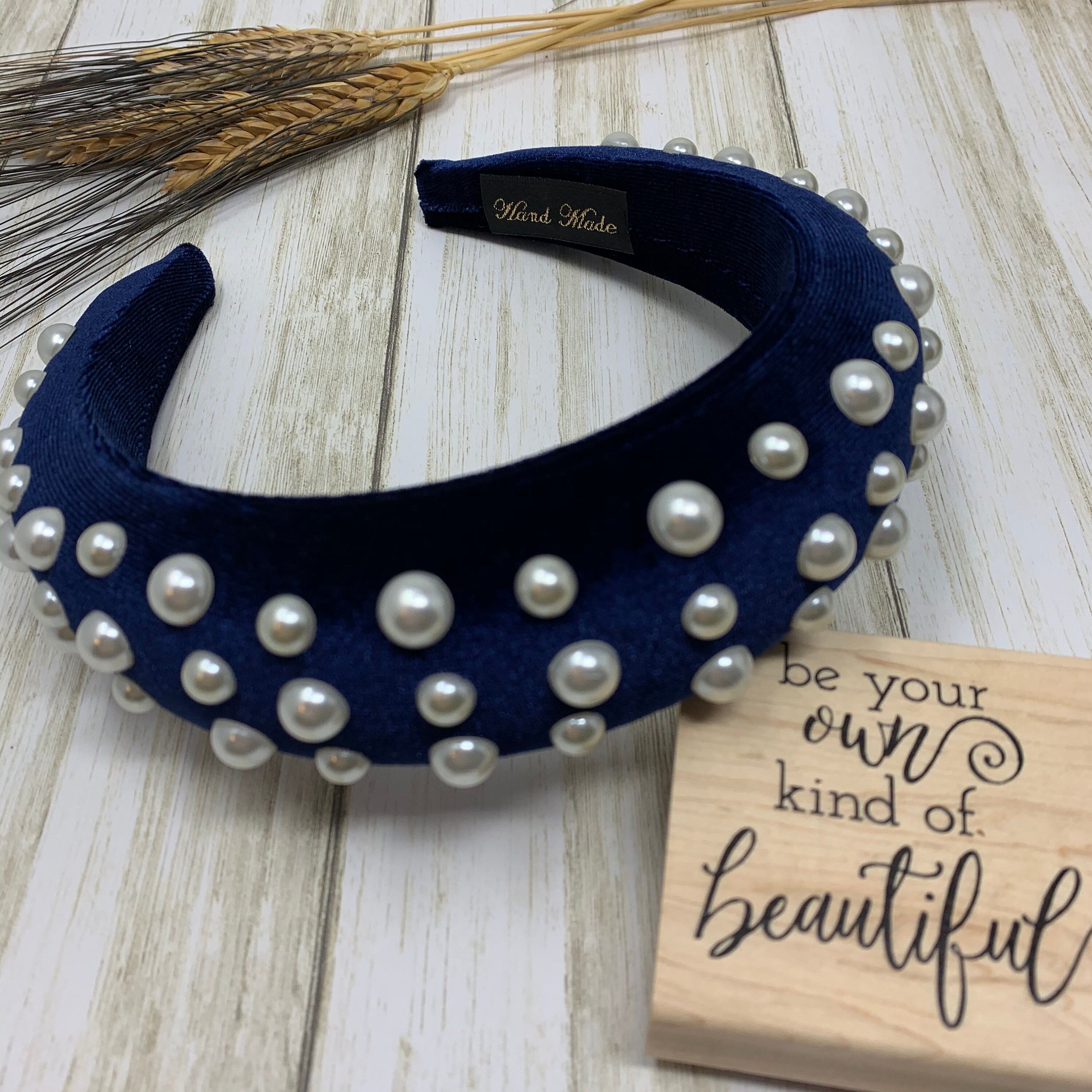 Navy Blue Velvet Headband for Women. Padded Head Band With Etsy