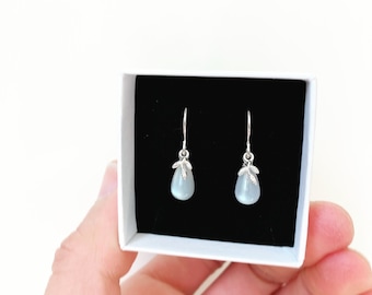 Moonlit earrings moonstone earrings silver drop earrings twig