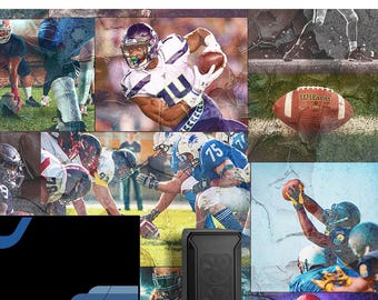 American Football Wall Mural - Man Cave Wallpaper - Athletic Stadium Wallpaper | Football Player Art Backdrop for Gaming Setup
