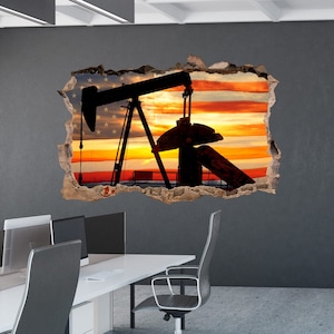 Oil Drilling Rig Wall Decal Pumpjack Wall Sticker Oil Well Wall Sticker Oil Rig Wall Art Oil Pump Art Office Wall Sticker Office Wall Art