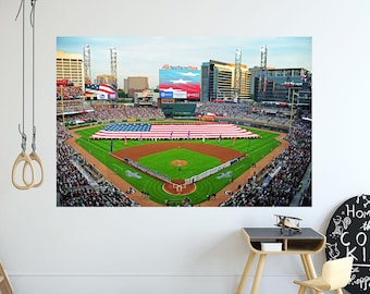 Baseball Stadium Wall Decal, American Flag Ballpark Wall Sticker, Baseball Field Wall Art, Sports Bedroom Decor, Baseball Fan Gift