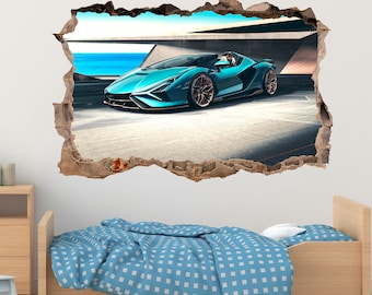 Lamborghini Wall Sticker Roadster Sports Car Self-Adhesive Wall Decal Boy Room Wall Decor