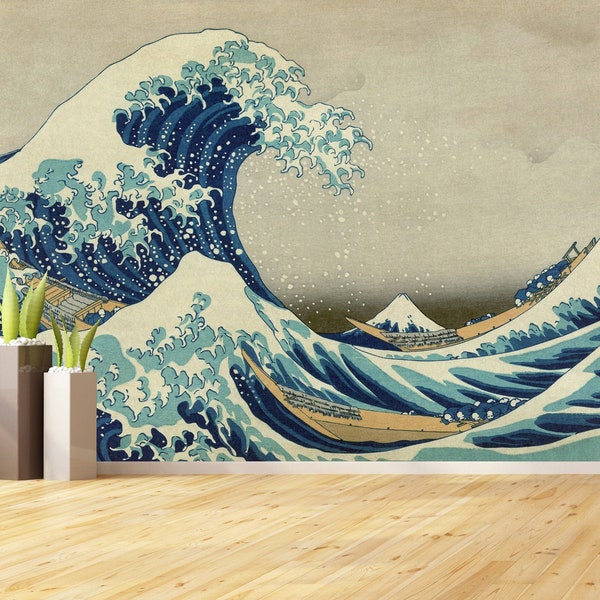 The Great-Wave-Off-Kanagawa Wandbild Schlafzimmer Tapete Schälen und Aufkleben Japanisches Wandkunst-Dekor