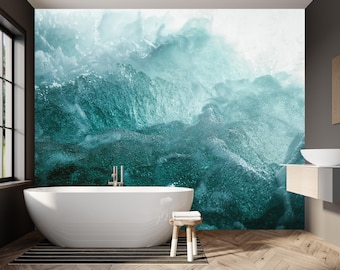 Abstract Sea Water Wave Mural Wallpaper - Peel and Stick / Non-Woven Bathroom Wall Decor