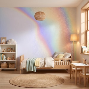 Pastel Holographic Wallpaper Abstract Pearl Rainbow Mural Peel and Stick Baby Room Wall Decor