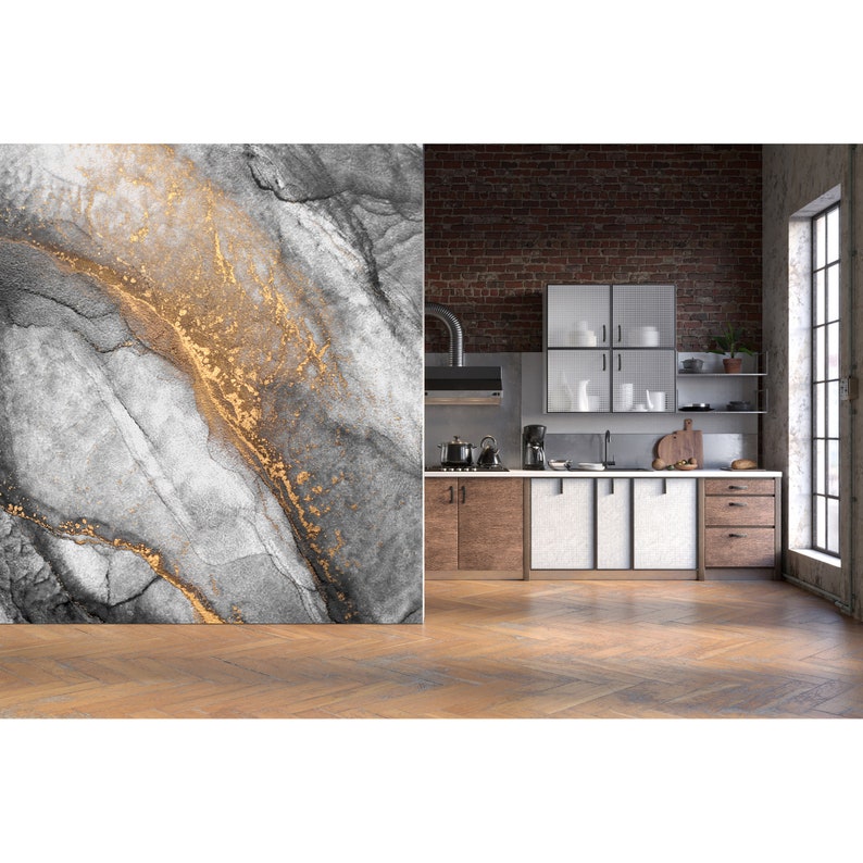 Grey Marble Wallpaper Peel and Stick Abstract Concrete Stone Wall Mural