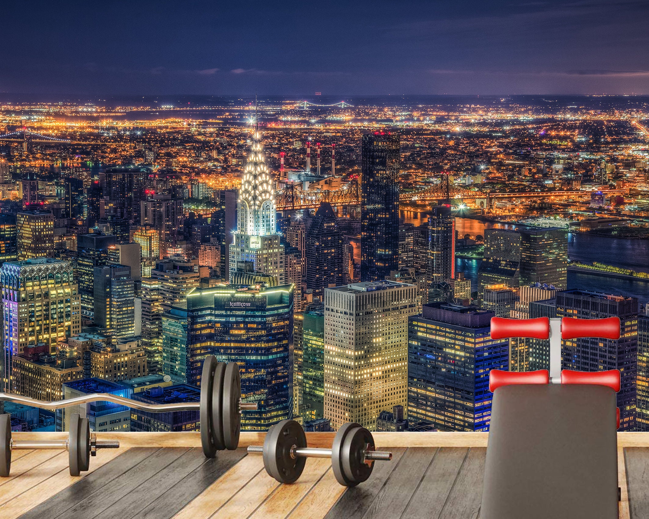 夜の街並みの壁紙 ニューヨーク市壁画 剥がして貼るだけ 都会の夜景