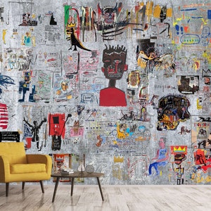 Crazy Graffiti Wallpaper Wall Mural Street Art Peel and Stick Self-adhesive Art Collage Wallpaper Mural Modern Wallpaper Graffiti Wall Decor