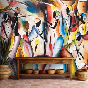 Wall Mural African Сulture Wallpaper African Tradition Home Wall Decor Abstract African Art Peel and Stick Wallpaper Wall Mural Art