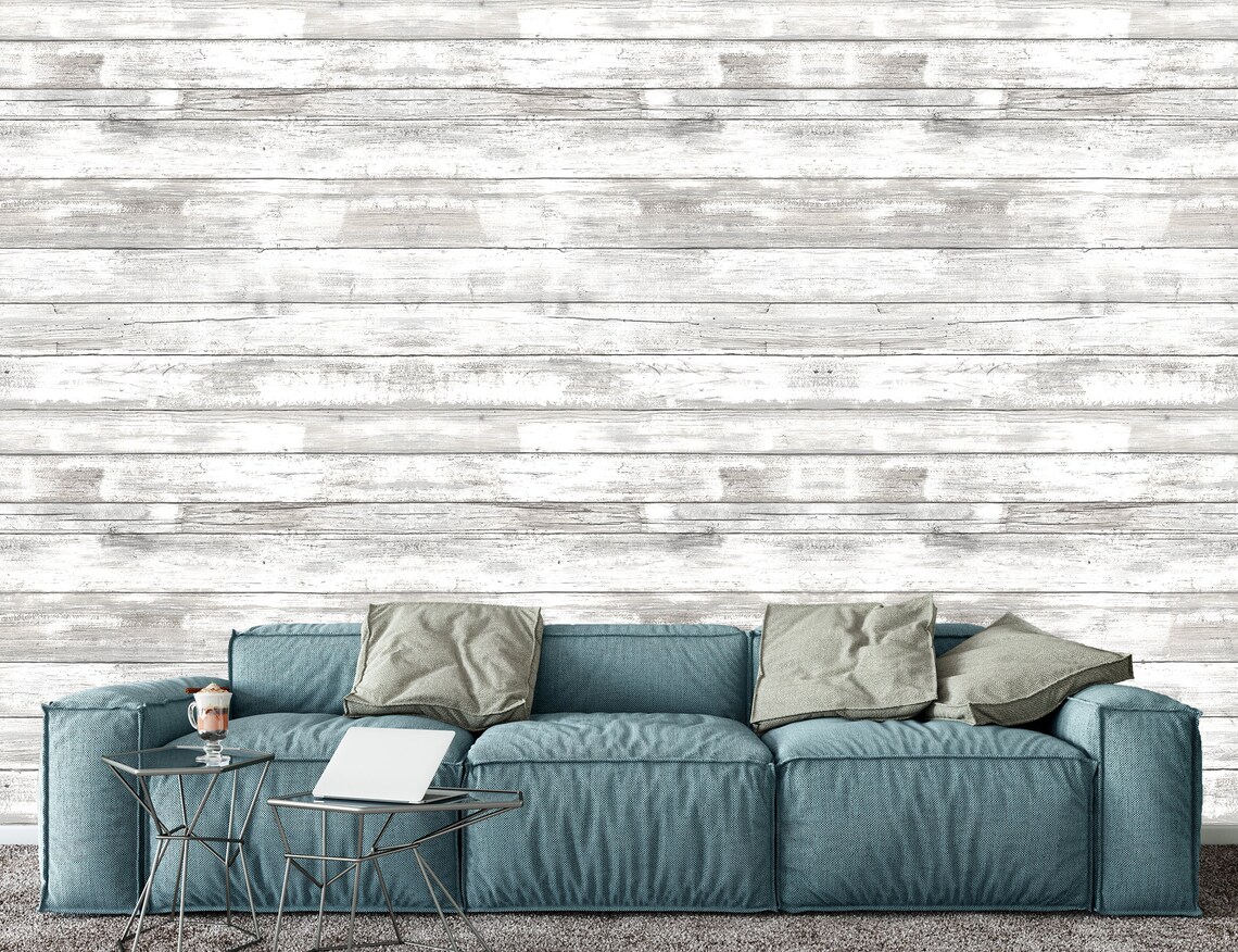 Shiplap wallpaper Wood Planks Wall Mural Modern wall art Vinyl Etsy
