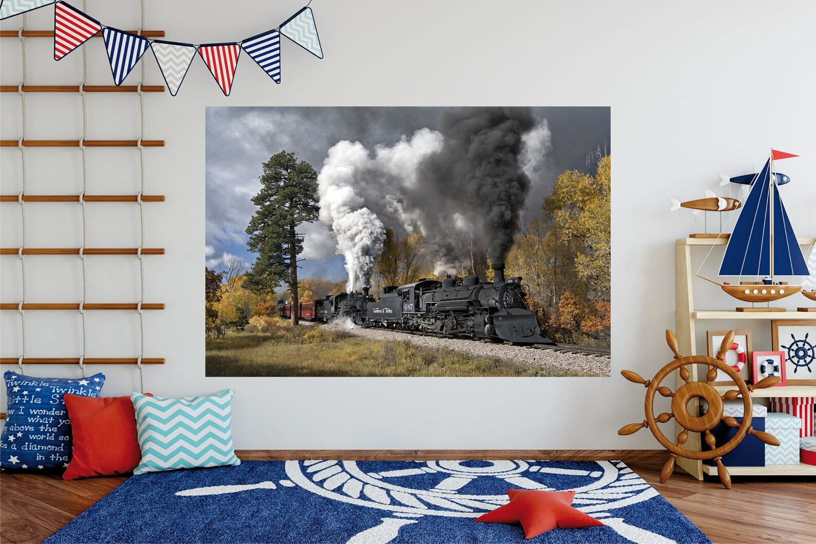Train Wallpaper Steam Train Mural Large Wall Decal Wallpaper | Etsy